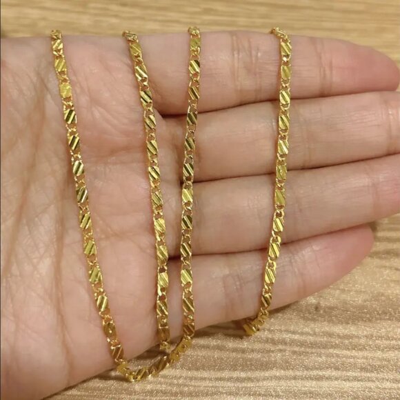 28" Mens 14K Gold Chain Link Necklace 14 Karat Guys Jewelry 28 inch Long NEW - Picture 7 of 7